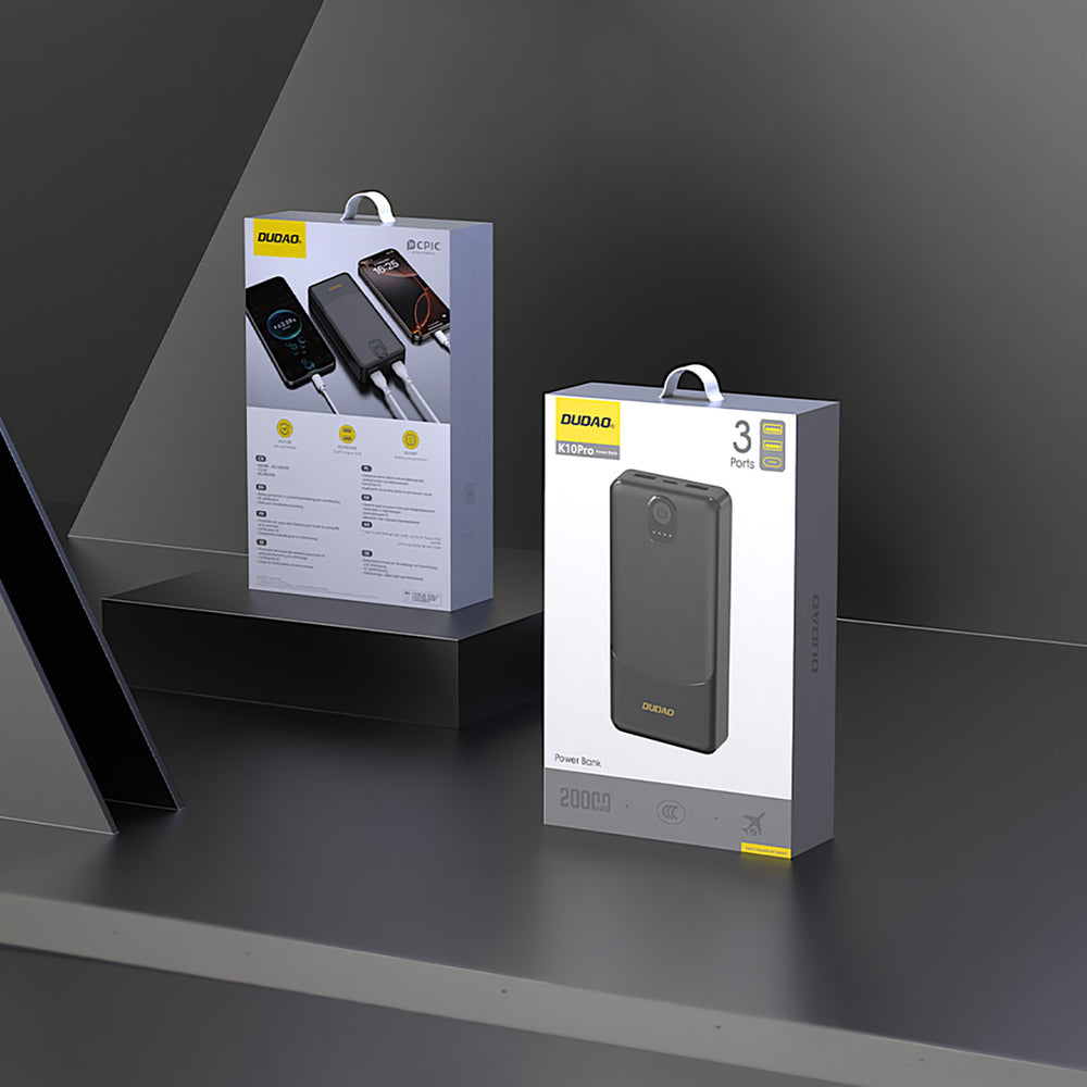 Dudao K10Pro Power Bank 2.4A 20000mAh 2 x USB-A - sort