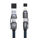Dudao L20Max 65W 4-i-1-kabel med Lanyard USB-C til USB-C med Lightning og USB-A-adaptere - Blå