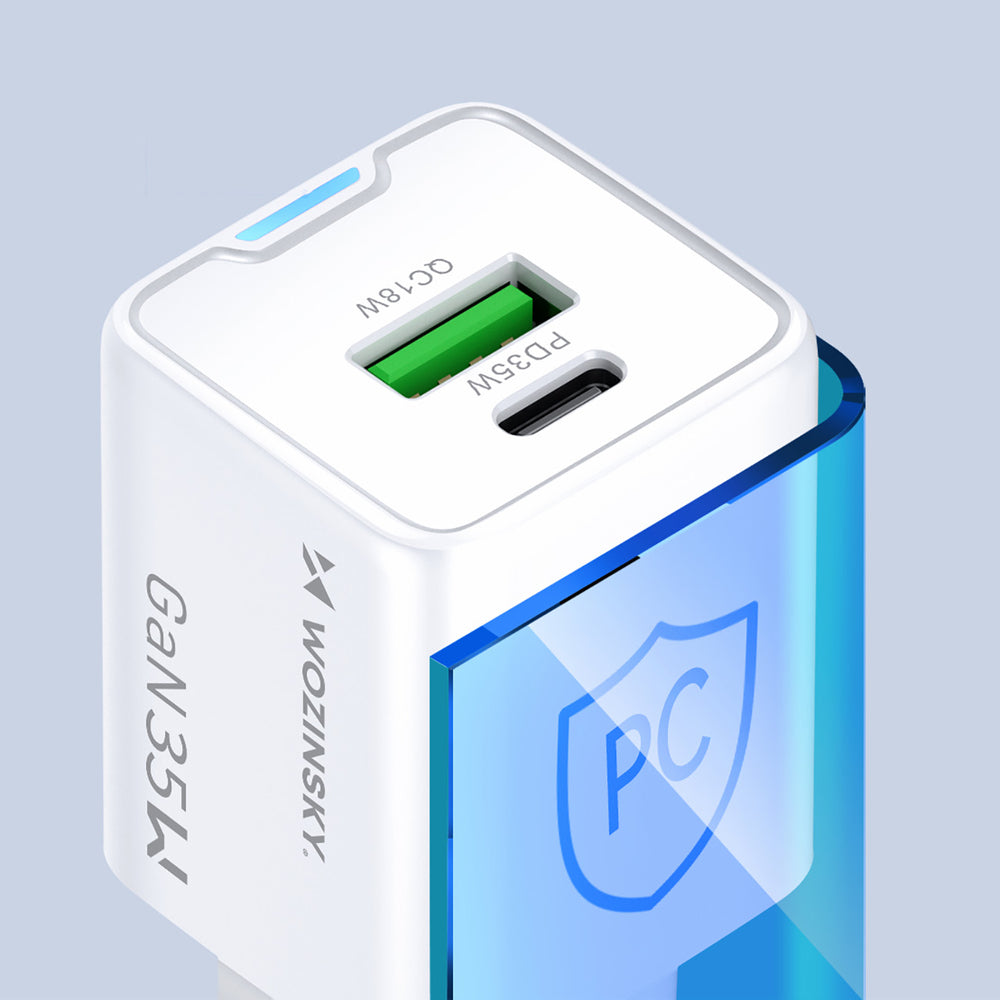 Wozinsky WWC-35W GaN USB-A + USB-C Wall Charger - White