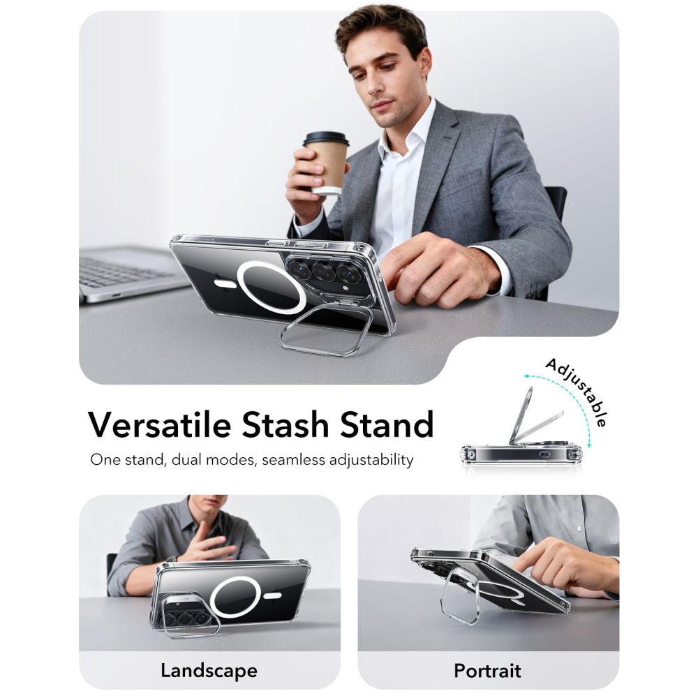 ESR Classic Hybrid Kickstand MagSafe Case til Samsung Galaxy S26+ - Gennemsigtig
