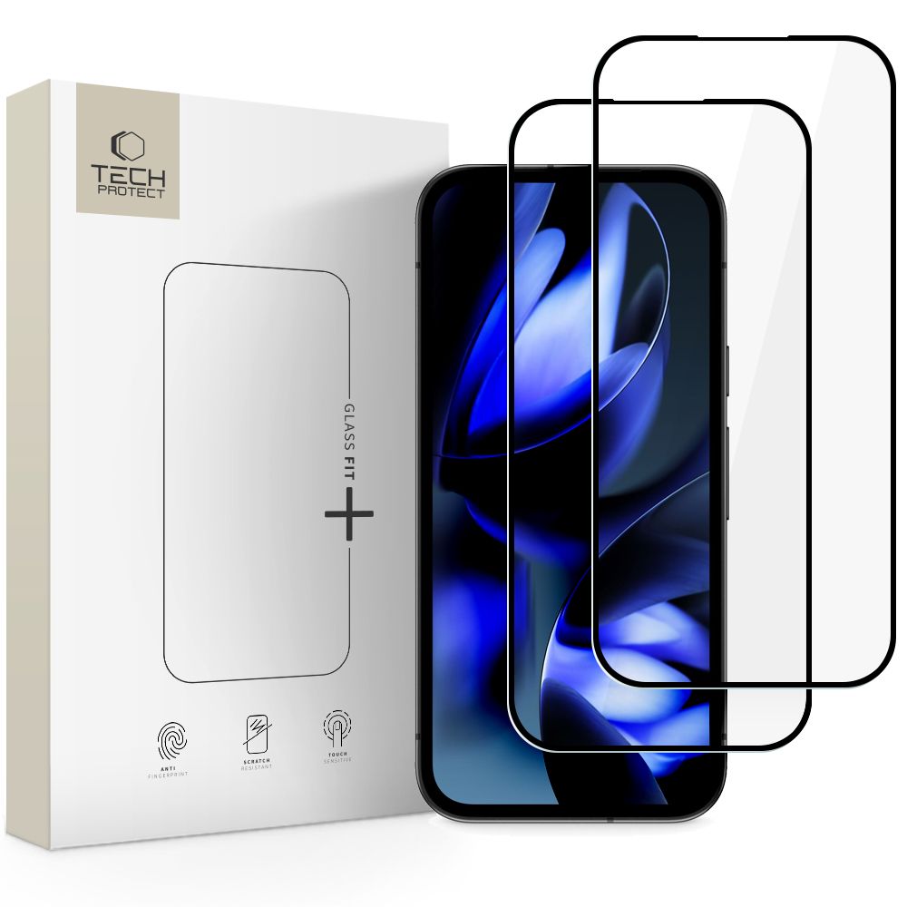 Tech-Protect Glass Fit+ 2-pakke af hærdet glas til Google Pixel 9A / 20A - sort