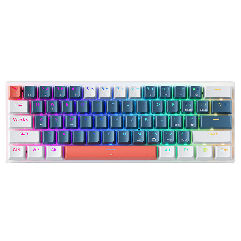 Machenike K500-B61 Wired Mechanical Gaming Keyboard med baggrundslys blå switch - Blå og hvid