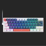 Machenike K500-B61 Wired Mechanical Gaming Keyboard med baggrundslys blå switch - Blå og hvid