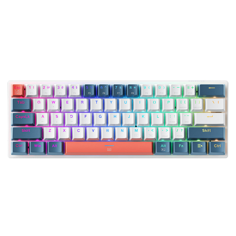 Machenike K500-B61 Wired Mechanical Gaming Keyboard med baggrundsbelysning, Rød Switch - Hvid og Blå