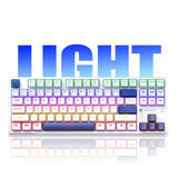 Machenike K500B-B87 Wired Mechanical Gaming Keyboard med baggrundsbelysning, rød switch - hvid