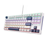 Machenike K500B-B87 Wired Mechanical Gaming Keyboard med baggrundsbelysning, rød switch - hvid