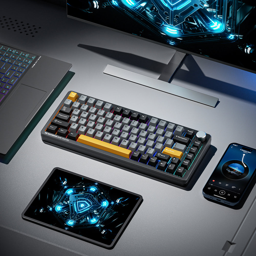 Machenike K600-B82W Wireless Mechanical Backlit Gaming Keyboard GR Silver Switch - Black