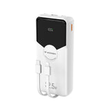 Wozinsky WFC-15W 20000mAh 22.5W PD20W Powerbank with Built-in Lightning and USB-C Cables - White