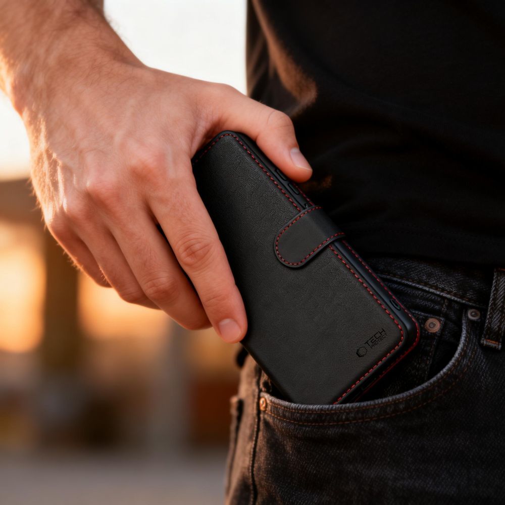 Tech-Protect Wallet Case til Samsung Galaxy S26 - sort og rød