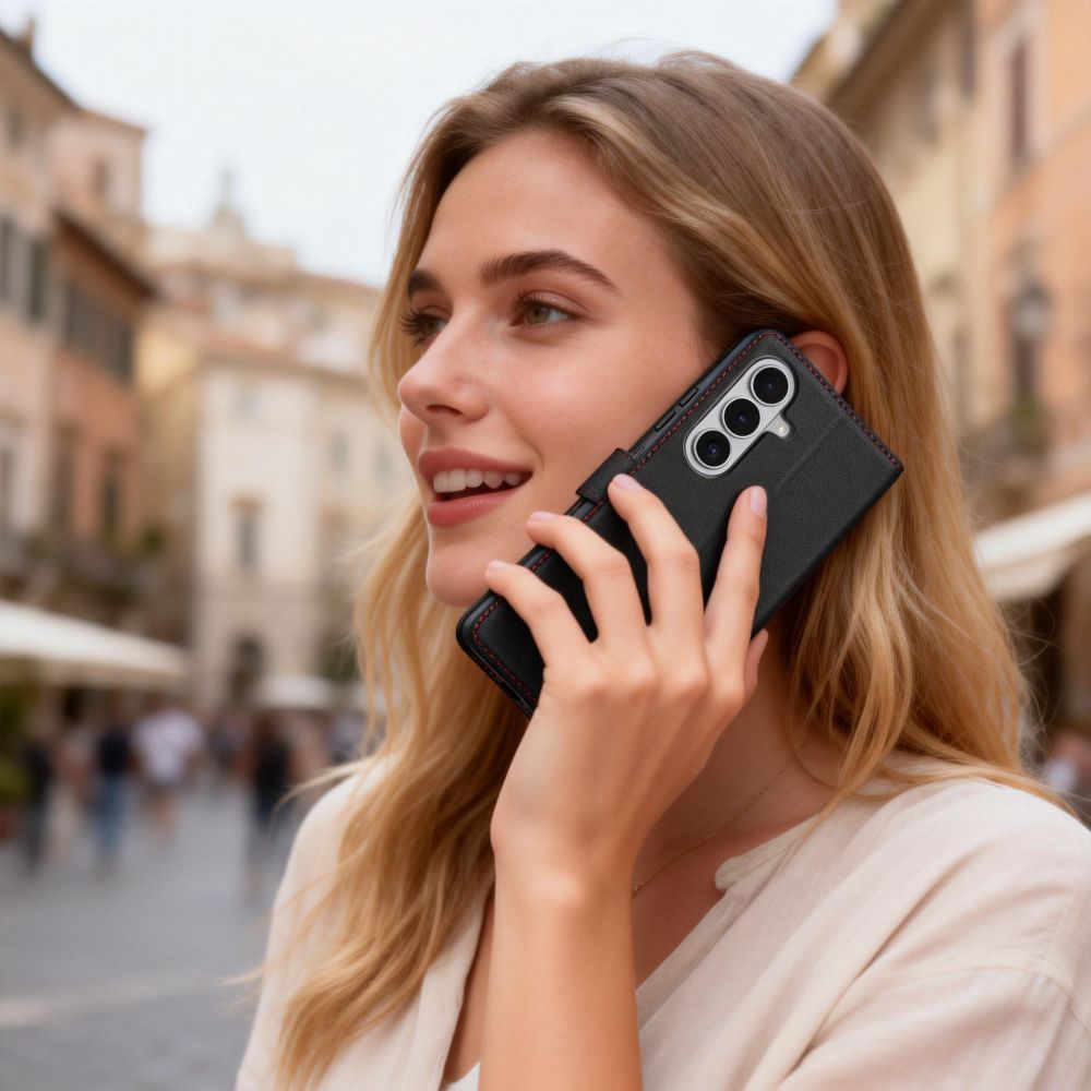 Tech-Protect Wallet Case til Samsung Galaxy S26 - sort og rød