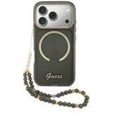 Guess IML Glitters Script Strap MagSafe Case til iPhone 17 Pro - sort