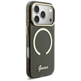 Guess IML Glitters Script Strap MagSafe Case til iPhone 17 Pro - sort