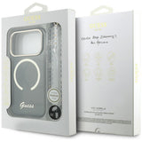 Guess IML Glitters Script Strap MagSafe Case til iPhone 17 Pro - sort