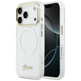 Guess IML Gradient Script Metal MagSafe Case til iPhone 17 Pro Max - Hvid