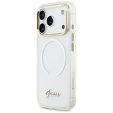 Guess IML Gradient Script Metal MagSafe Case til iPhone 17 Pro Max - Hvid
