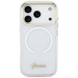 Guess IML Gradient Script Metal MagSafe Case til iPhone 17 Pro Max - Hvid
