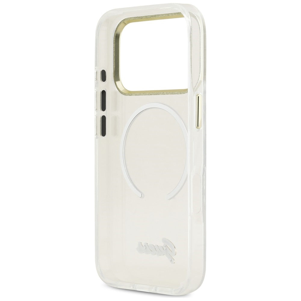 Guess IML Gradient Script Metal MagSafe Case til iPhone 17 Pro Max - Hvid