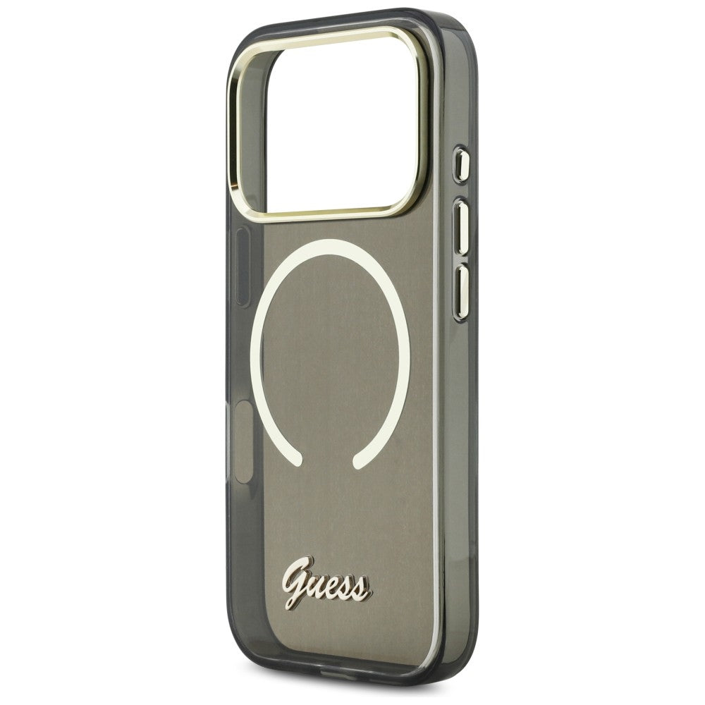 Guess IML Script Metal MagSafe Case til iPhone 17 Pro - sort