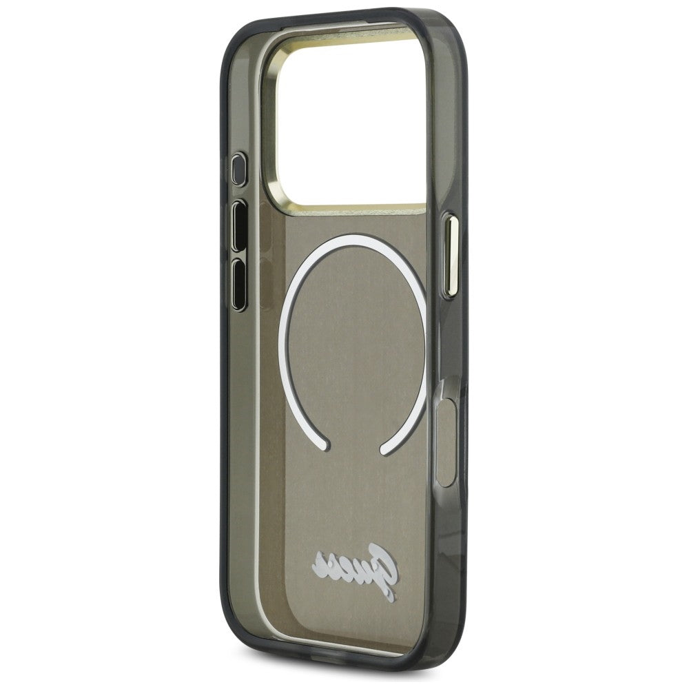 Guess IML Script Metal MagSafe Case til iPhone 17 Pro - sort