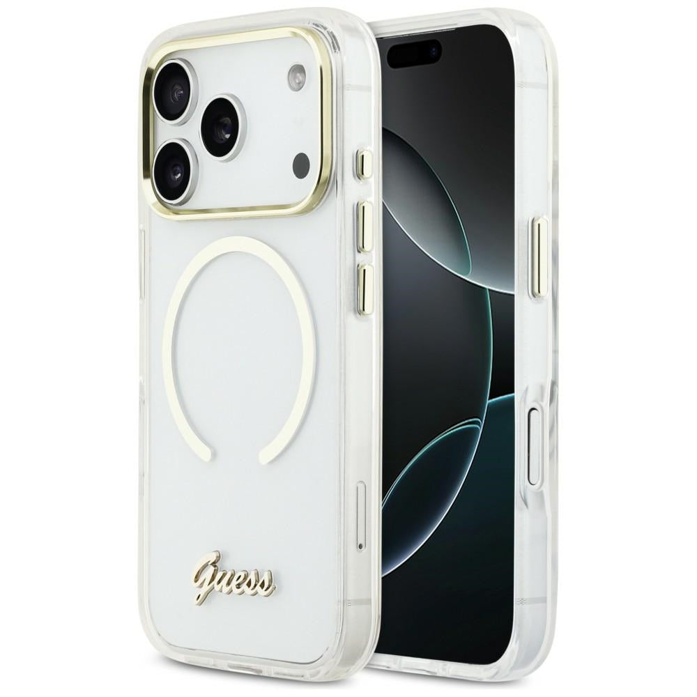 Guess IML Script Metal MagSafe Case til iPhone 17 Pro Max - klar