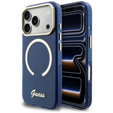 Guess IML Script Metal MagSafe Case til iPhone 17 Pro - Blå