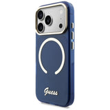 Guess IML Script Metal MagSafe Case til iPhone 17 Pro - Blå