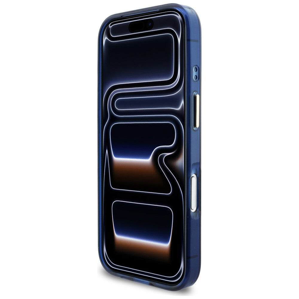 Guess IML Script Metal MagSafe Case til iPhone 17 Pro - Blå