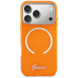 Guess IML Script Metal MagSafe Case til iPhone 17 Pro - Orange