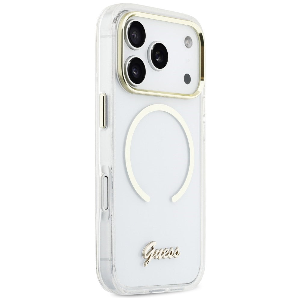 Guess IML Script Metal MagSafe Case til iPhone 17 Pro - klar