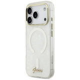 Guess IML Shell Script Metal MagSafe Case til iPhone 17 Pro Max - hvid