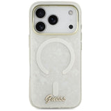 Guess IML Shell Script Metal MagSafe Case til iPhone 17 Pro Max - hvid