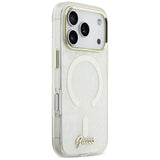 Guess IML Shell Script Metal MagSafe Case til iPhone 17 Pro Max - hvid