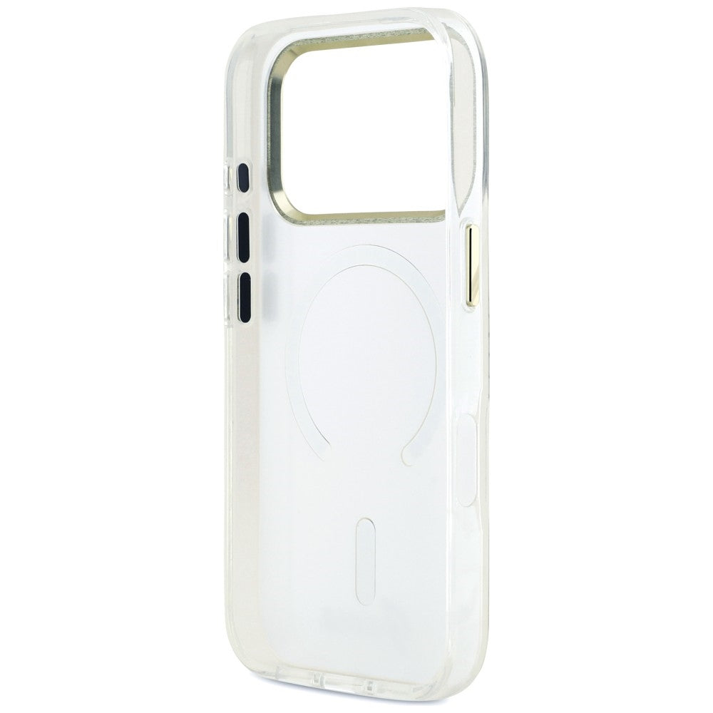 Guess IML Shell Script Metal MagSafe Case til iPhone 17 Pro Max - hvid