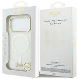 Guess IML Shell Script Metal MagSafe Case til iPhone 17 Pro Max - hvid