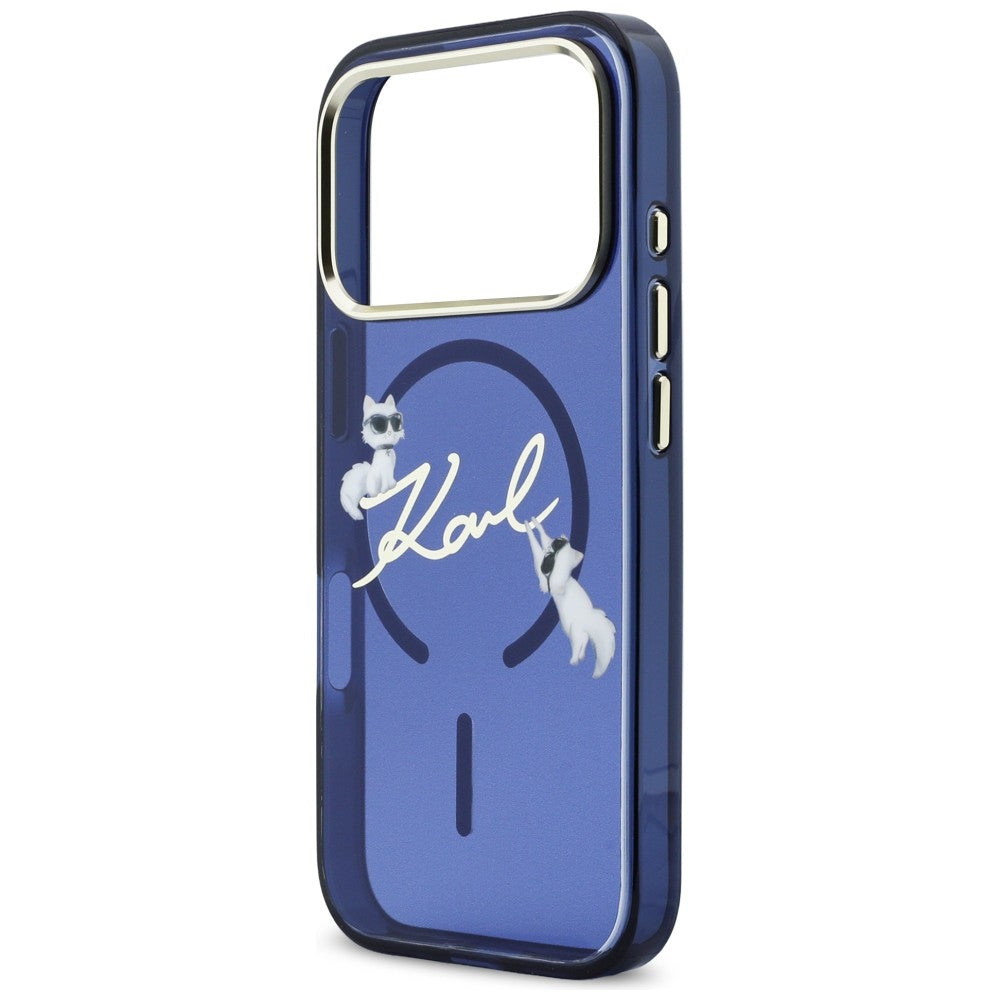 Karl Lagerfeld IML Choupettes Karl Script Logo MagSafe Case til iPhone 17 Pro Max - Blå