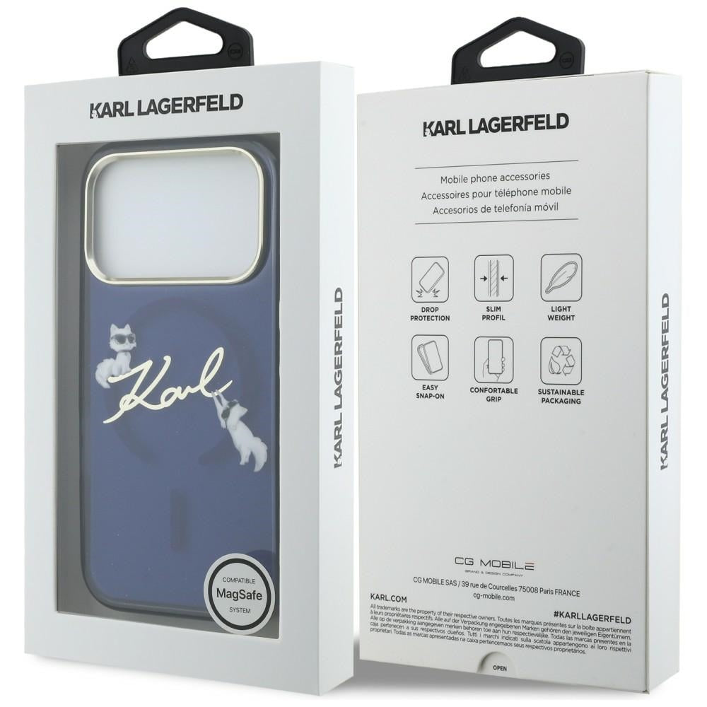 Karl Lagerfeld IML Choupettes Karl Script Logo MagSafe Case til iPhone 17 Pro Max - Blå