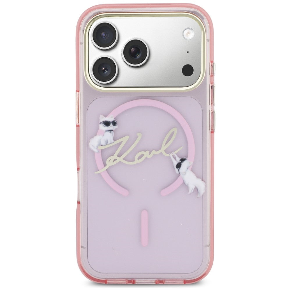 Karl Lagerfeld IML Choupettes Karl Script Logo MagSafe Case til iPhone 17 Pro - Pink
