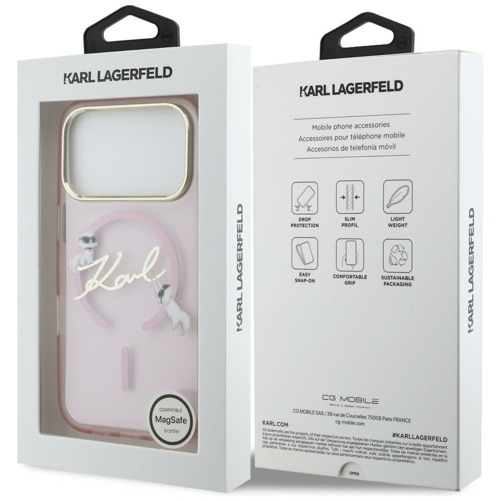 Karl Lagerfeld IML Choupettes Karl Script Logo MagSafe Case til iPhone 17 Pro - Pink