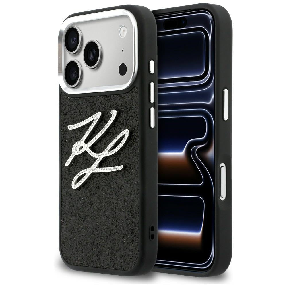 Karl Lagerfeld IML Glitter KL Diamond Logo Case til iPhone 17 Pro - sort