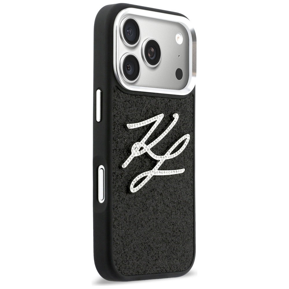 Karl Lagerfeld IML Glitter KL Diamond Logo Case til iPhone 17 Pro - sort