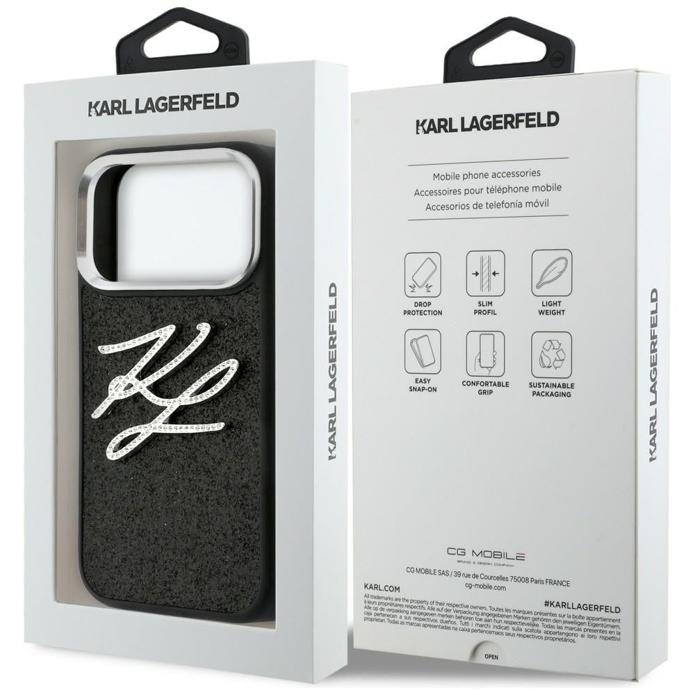 Karl Lagerfeld IML Glitter KL Diamond Logo Case til iPhone 17 Pro - sort