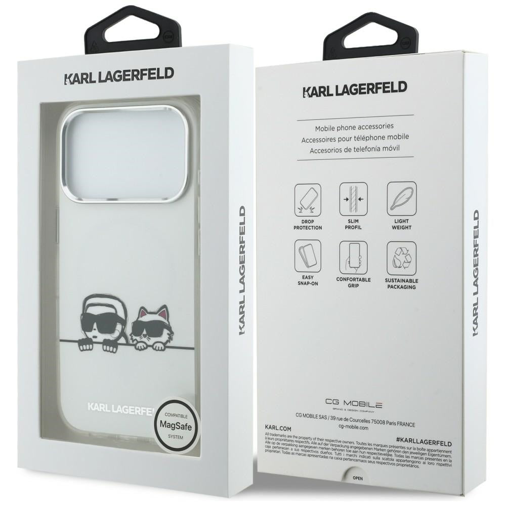 Karl Lagerfeld IML Karl & Choupette Peekaboo Logo MagSafe Case til iPhone 17 Pro Max - Hvid