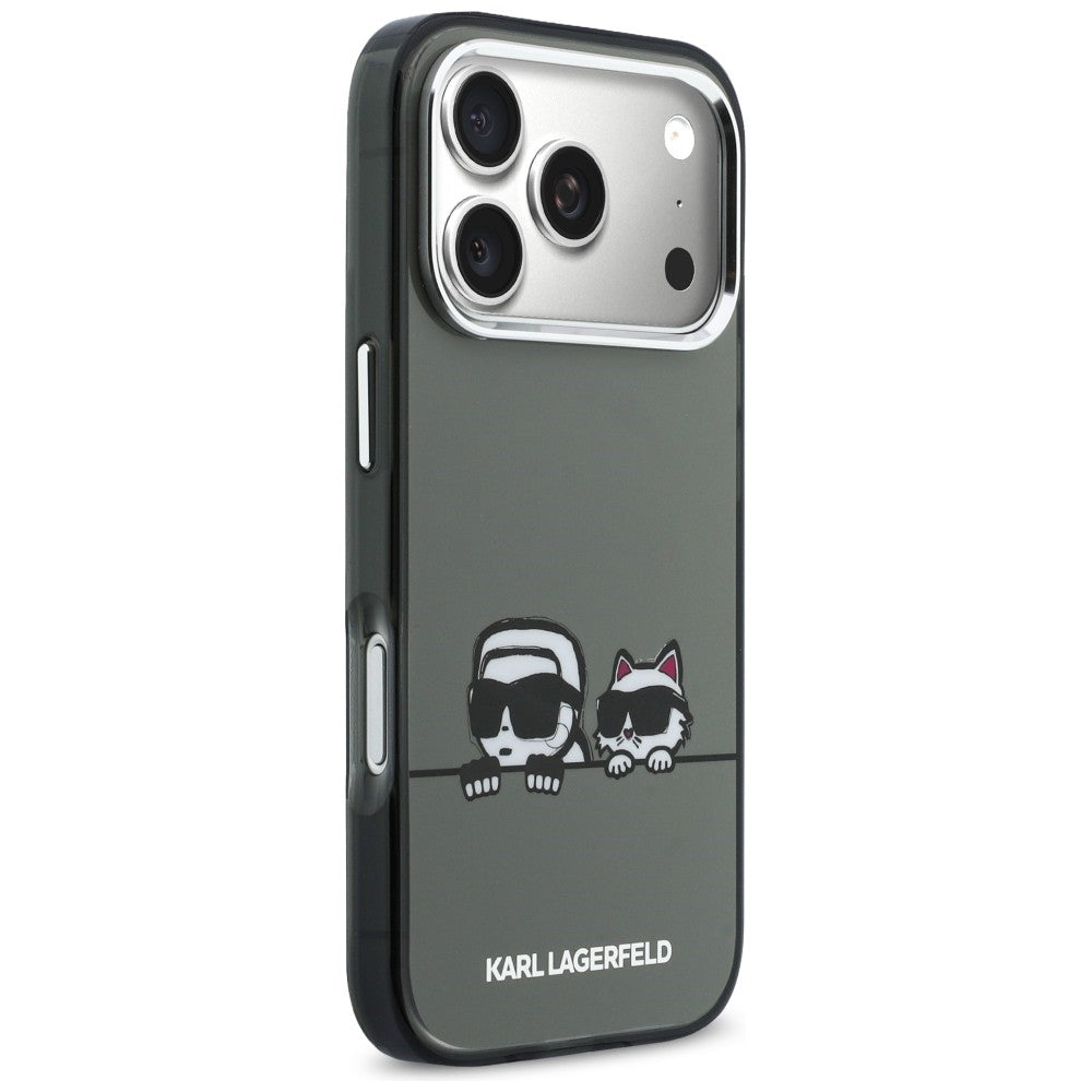 Karl Lagerfeld IML Karl & Choupette Peekaboo Logo MagSafe Case til iPhone 17 Pro Max - sort