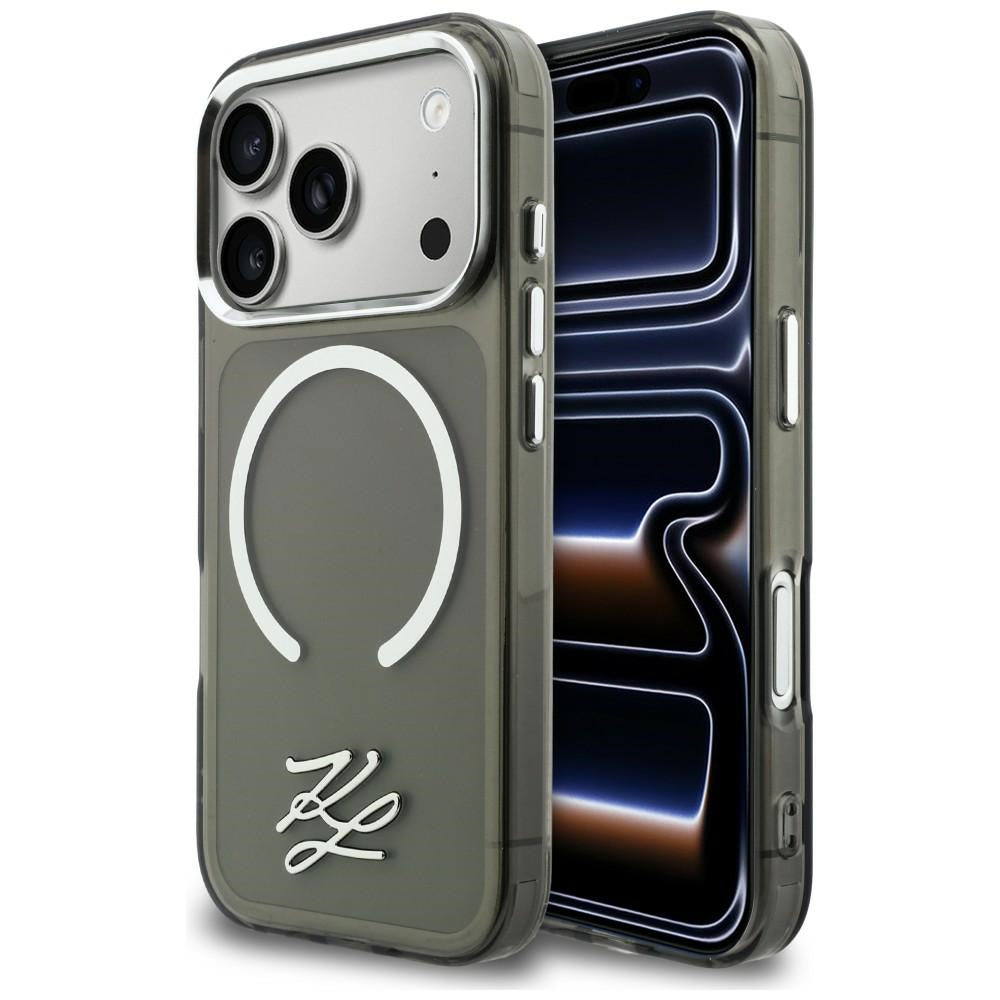 Karl Lagerfeld IML KL Script Logo MagSafe Case til iPhone 17 Pro Max - sort
