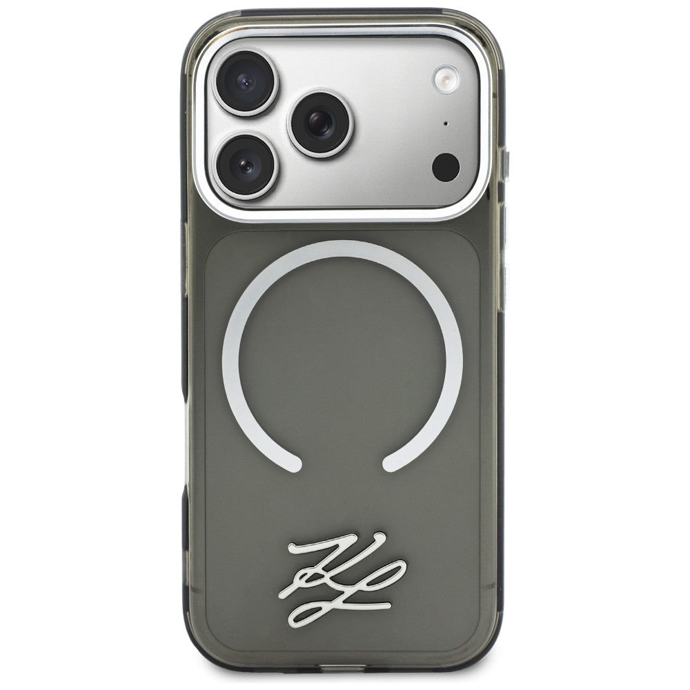 Karl Lagerfeld IML KL Script Logo MagSafe Case til iPhone 17 Pro Max - sort