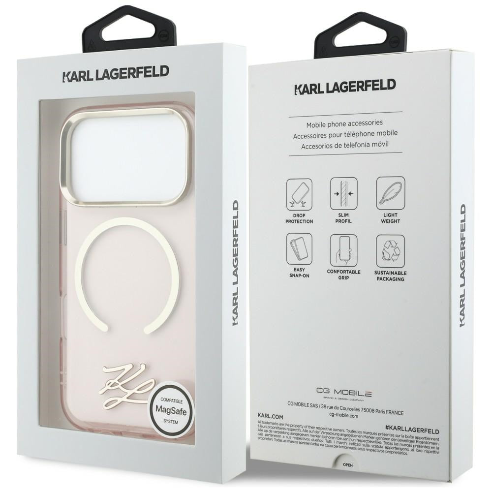 Karl Lagerfeld IML KL Script Logo MagSafe Case til iPhone 17 Pro Max - Pink