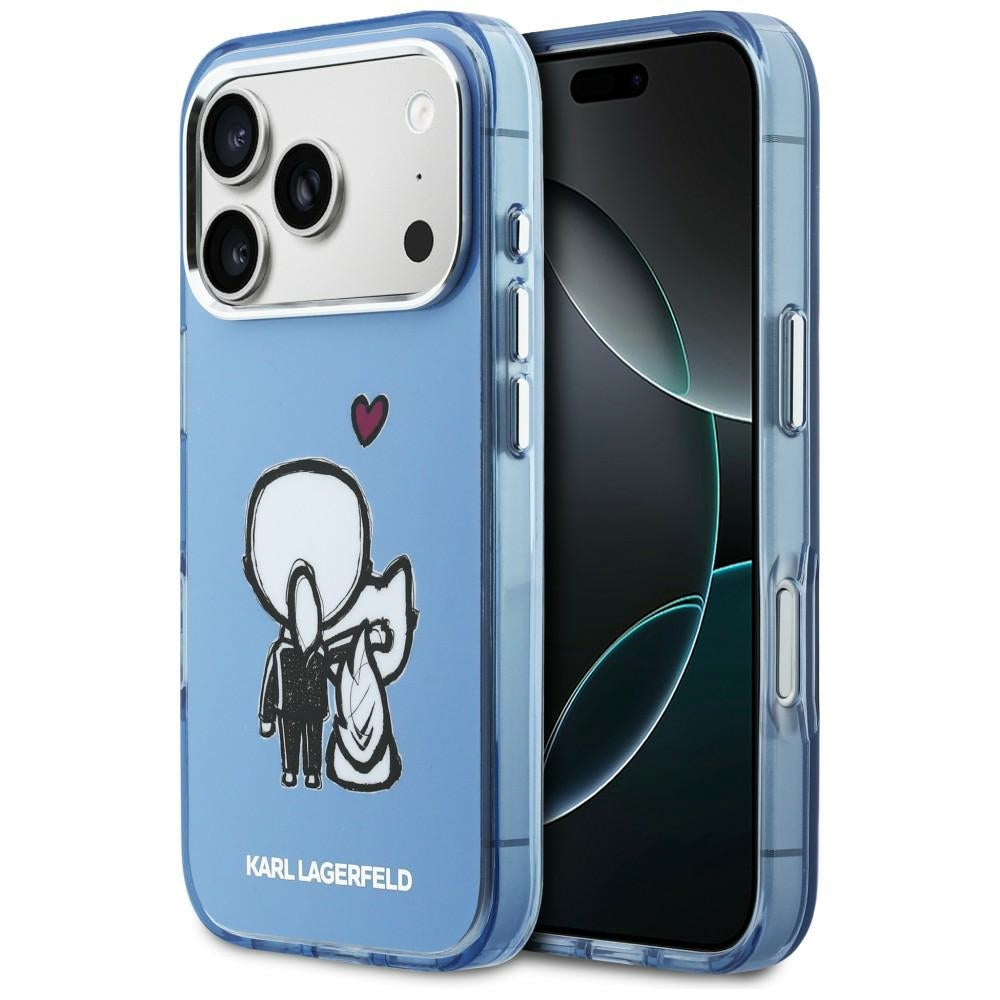 Karl Lagerfeld Karl & Choupette MagSafe bagtilhæng til iPhone 17 Pro Max - Blå