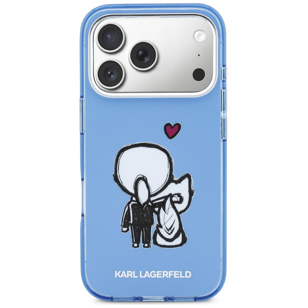 Karl Lagerfeld Karl & Choupette MagSafe bagtilhæng til iPhone 17 Pro Max - Blå