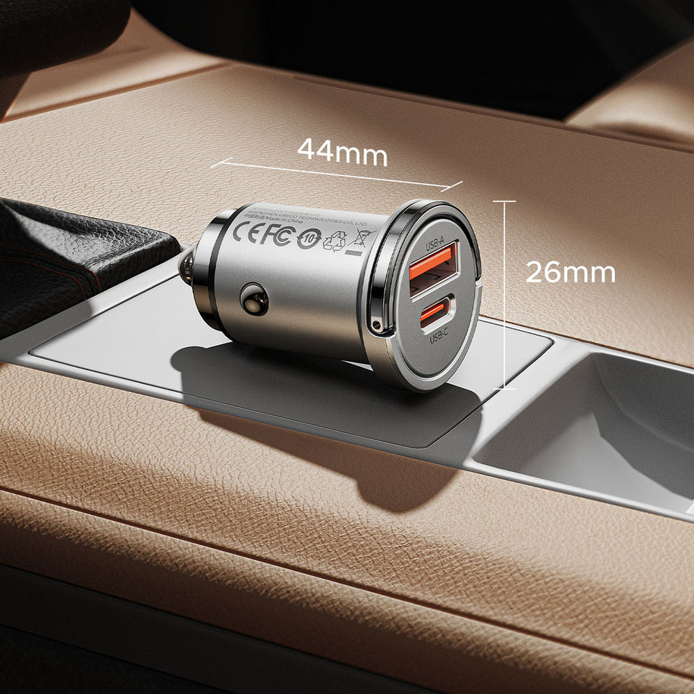 Orico MiniRing Pro 45W USB-A + USB-C Car Charger - Silver