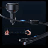 Orico Dual Stretch 60W USB-C Car Charger with Two Retractable USB-C + Lightning Cables - Black